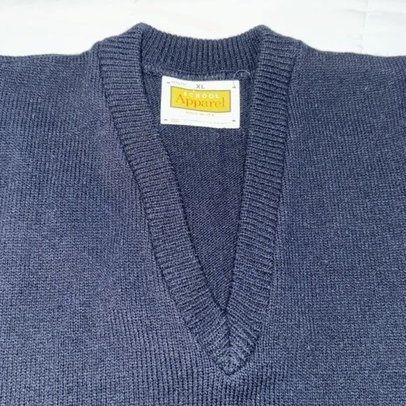 Youth XL V-Neck Navy Blue School Apparel Sweater Vest - Picture 2 of 6